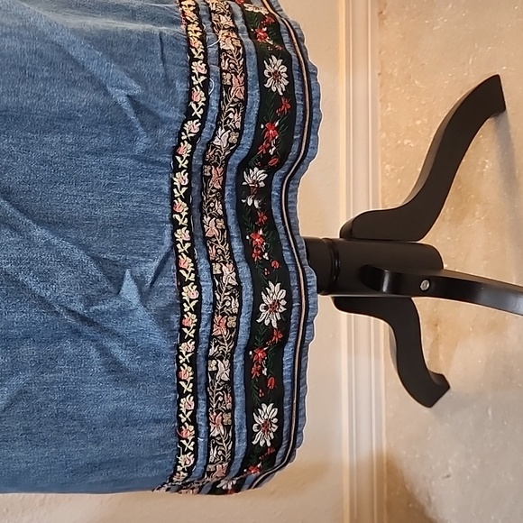 Vintage Embroidered Blue Denim Dress - Picture 2 of 11